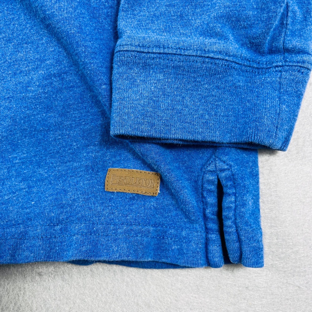 Pendleton Mens Blue Heather Long Sleeve Pocket T-Shirt Split Neck Cotton Size M - Picture 3 of 8